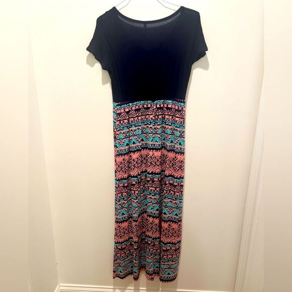 Pinkblush Pink and Blue V-Neck Maternity Sundress Maxi Medium - Picture 4 of 4